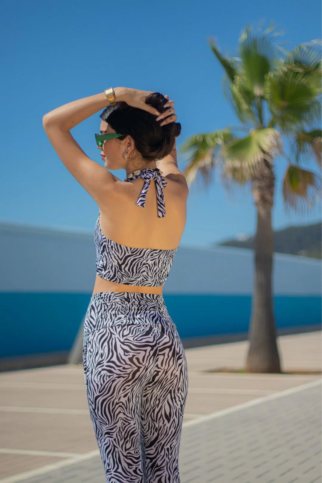 ANGIE - Zebra Print Lycra Flares - Image 3