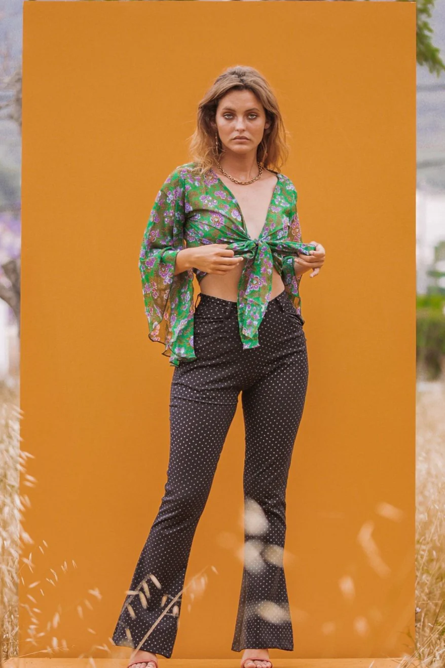 BELL Green Flare Sleeve Kimono - Image 4