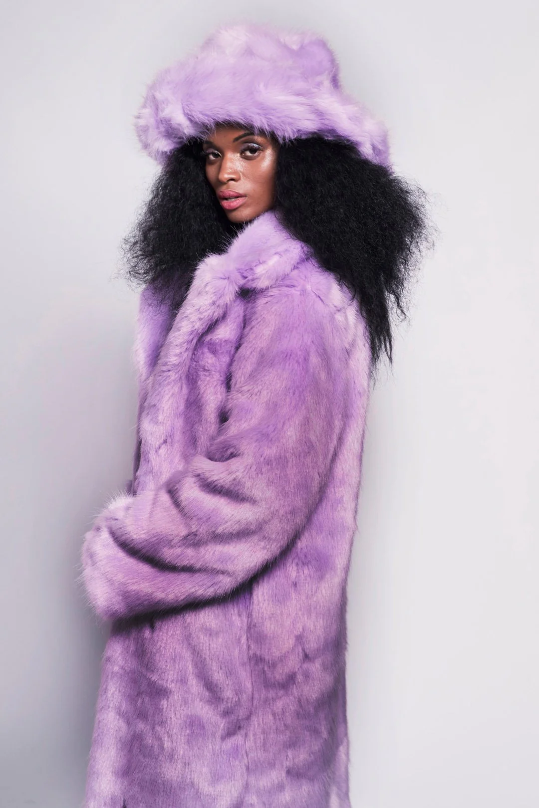 BUFFY Faux Fur Coat - Lilac Lush - Image 3