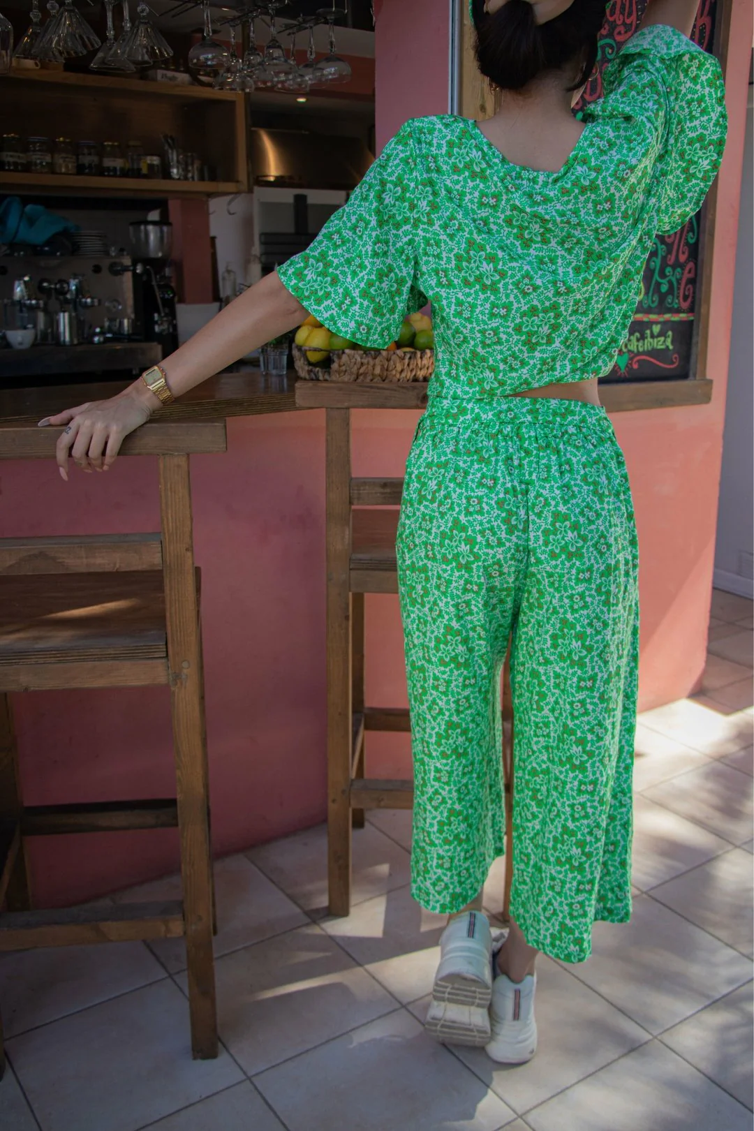 CALI Wide Leg Culottes - Green Botanical - Image 3
