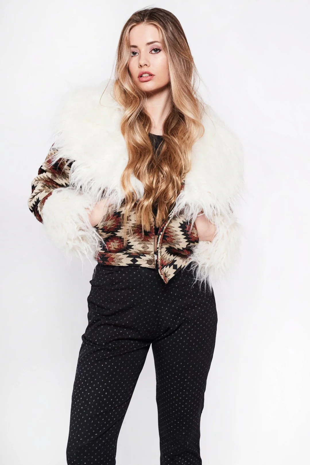 CAYOTE Afghan Bomber Jacket in Brown Geo - Image 5