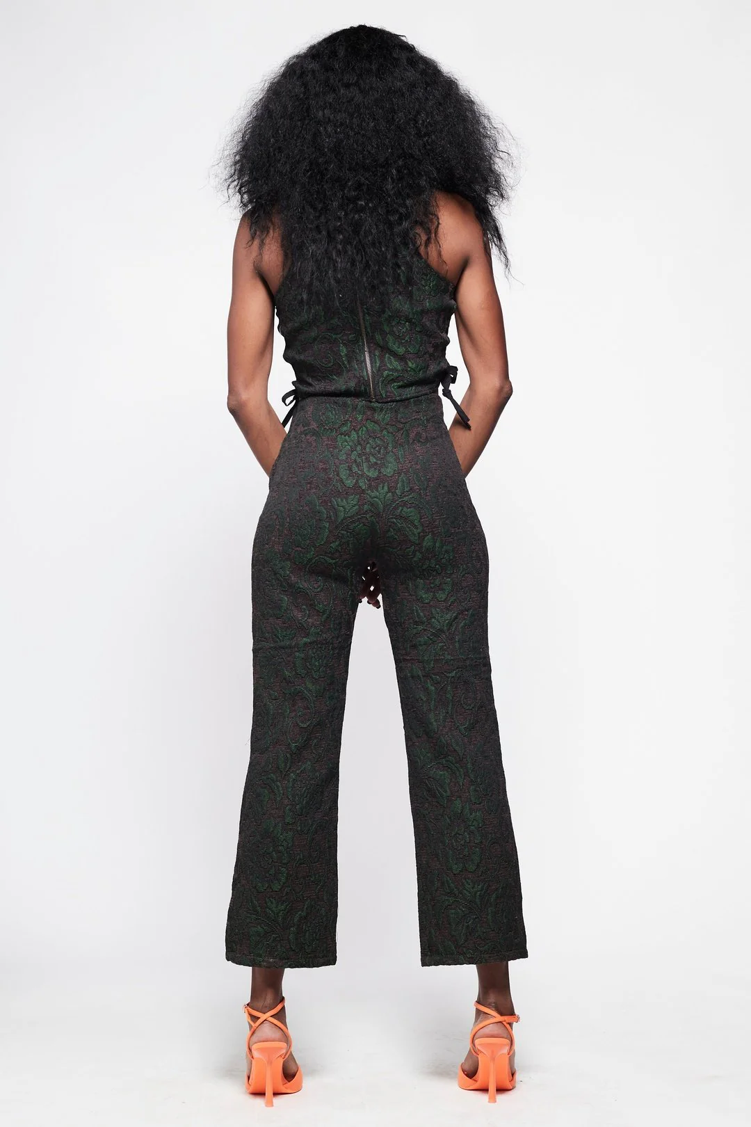 DAPHNE Trousers - Brocade Green and Purple Rose - Image 5