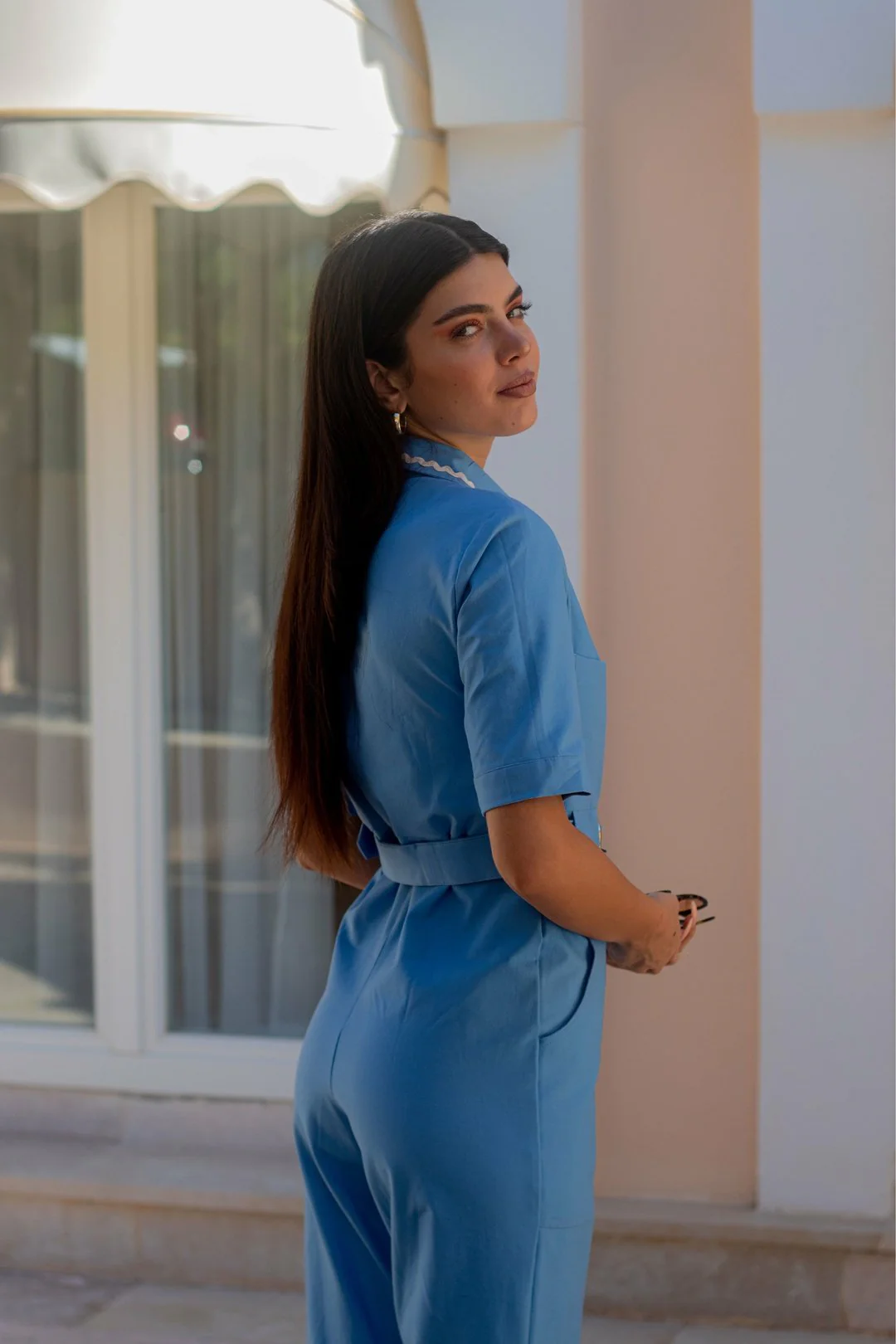 HEIDI Sky Blue Retro Jumpsuit - Image 4