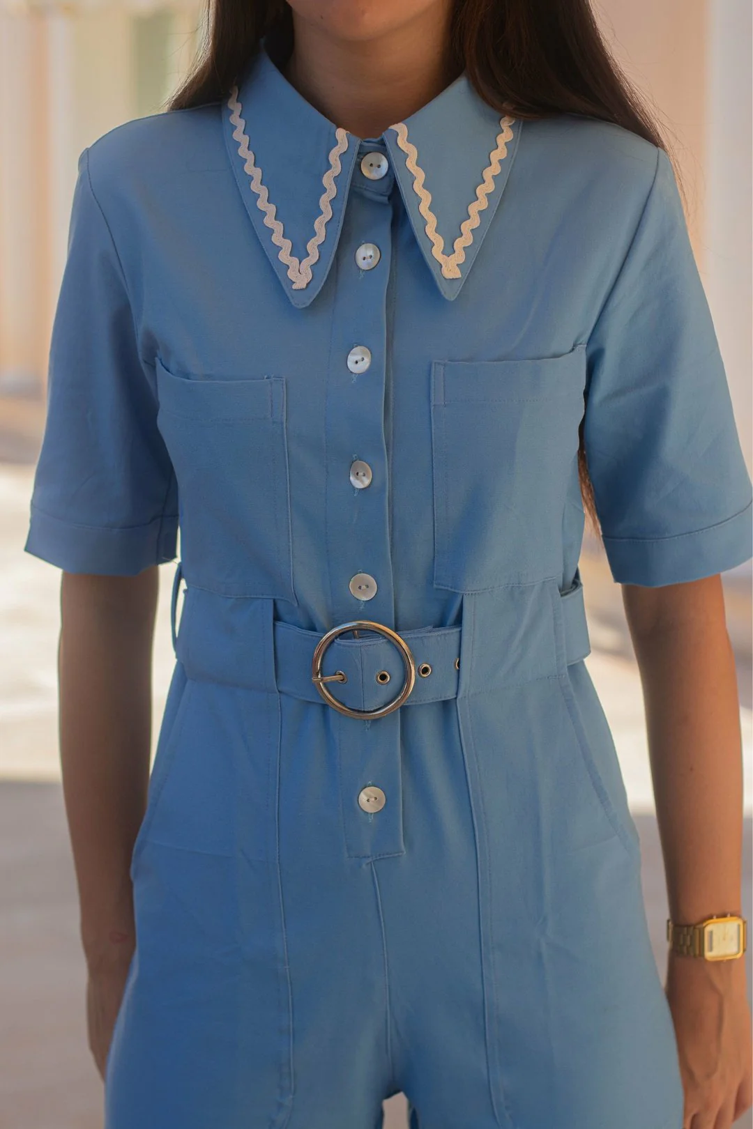 HEIDI Sky Blue Retro Jumpsuit - Image 6