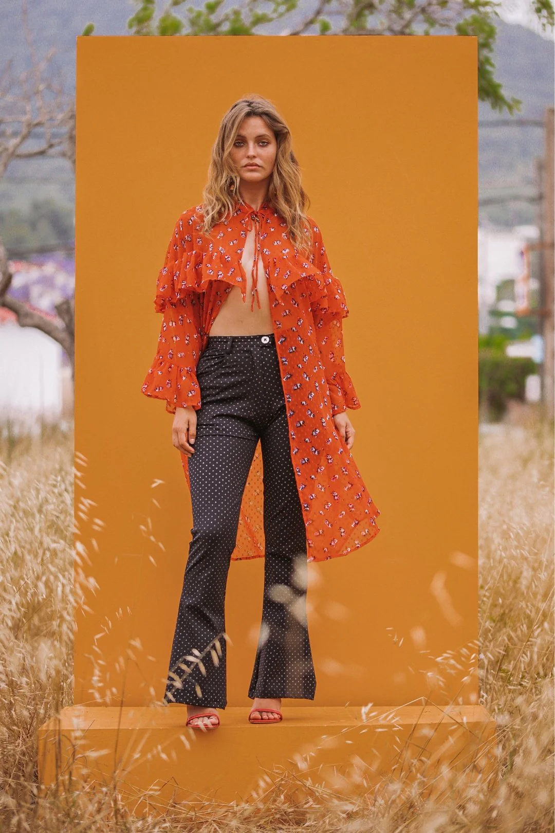 MAYA Black Glitter Polkadot Flare Pants - Image 3