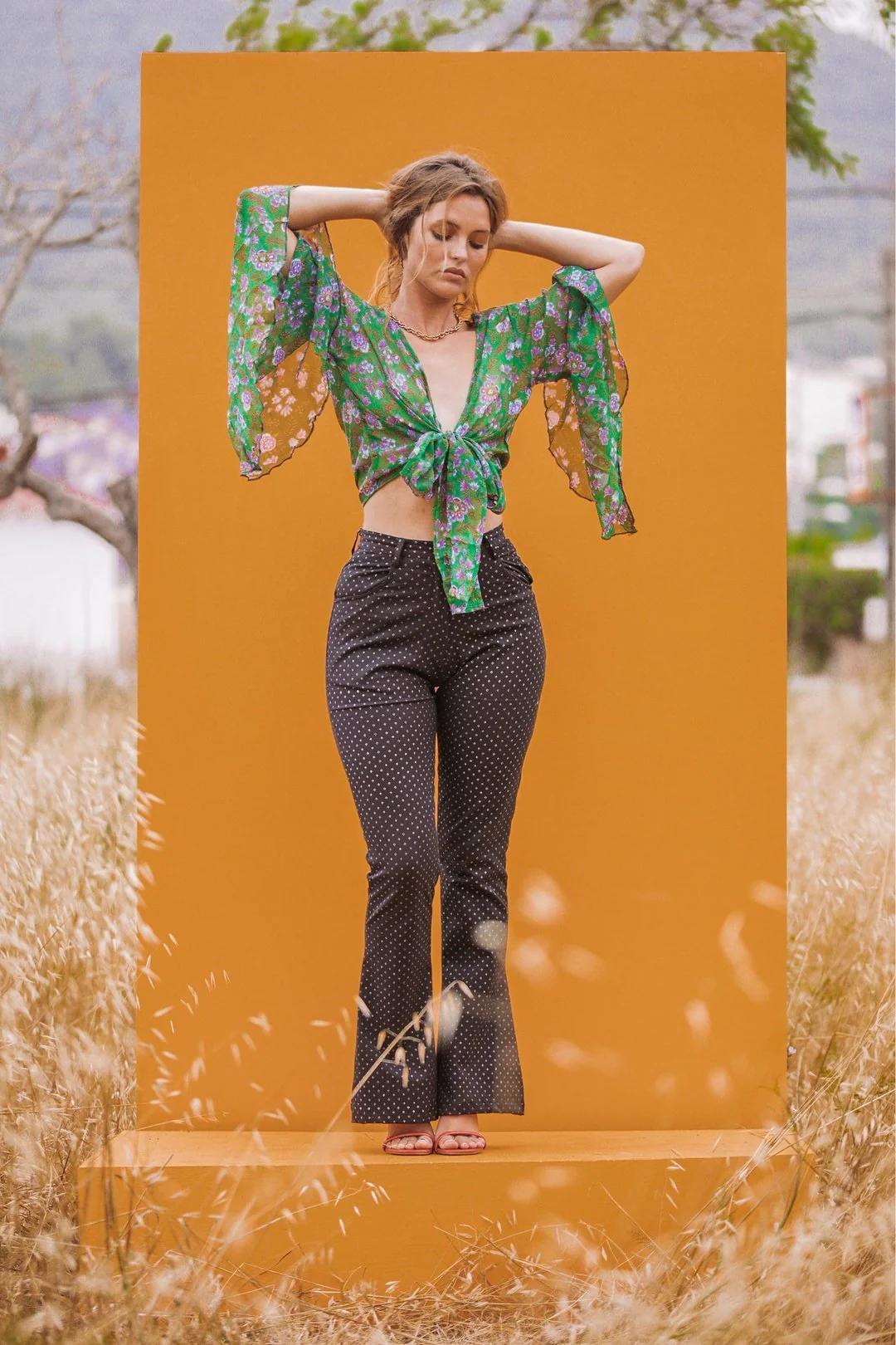 MAYA Black Glitter Polkadot Flare Pants - Image 5