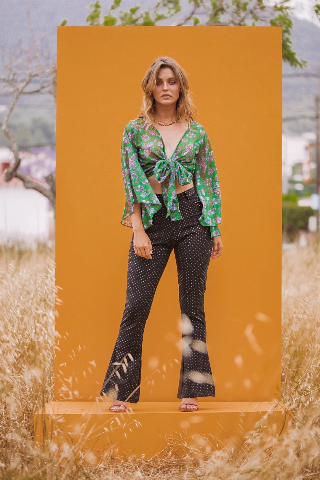 MAYA Black Glitter Polkadot Flare Pants - Image 6