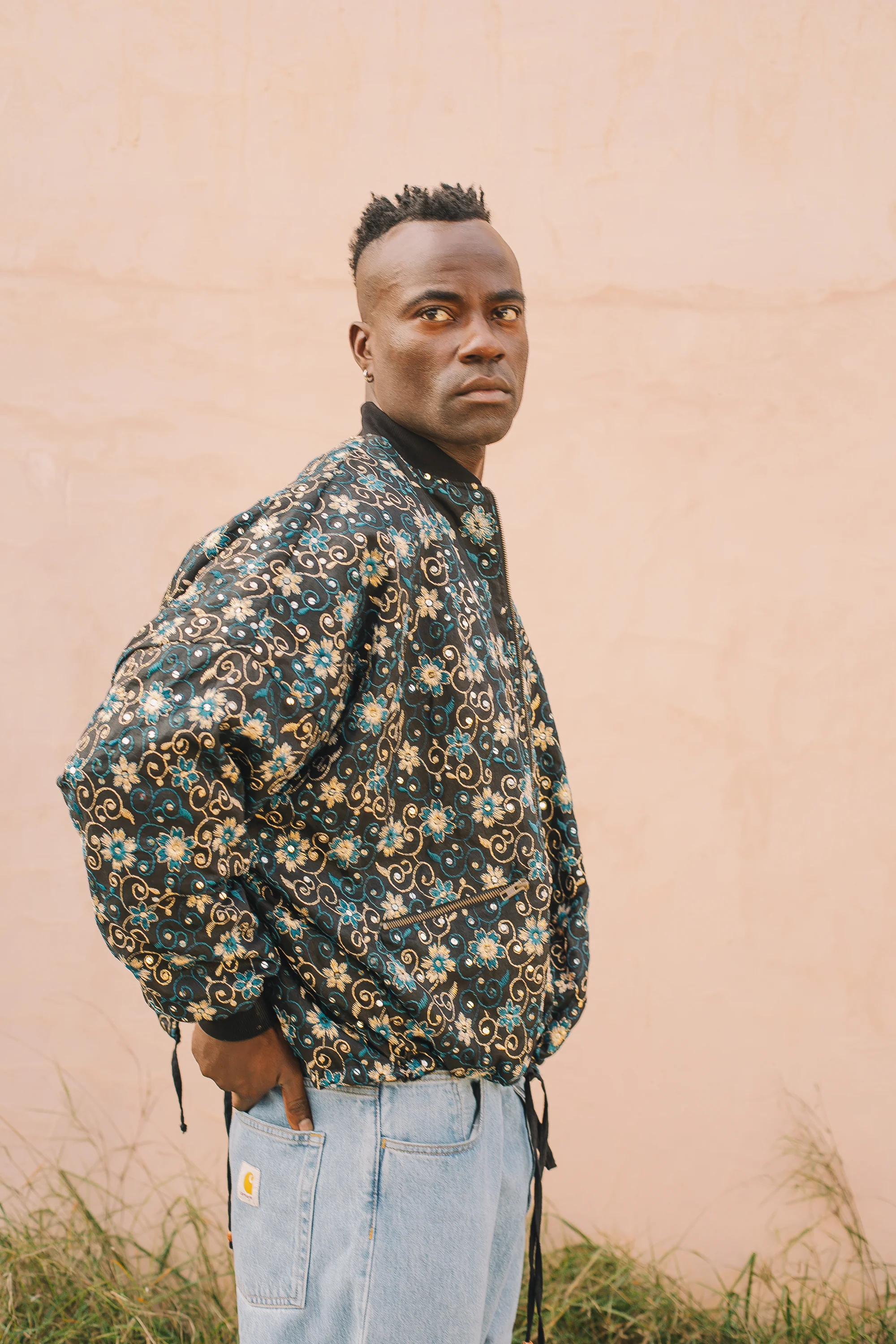 Noah Bomber Jacket Black Flower - Image 3